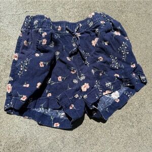 Old Navy Navy Blue Floral Linen Blend Pull-On Shorts Big Kid’s Medium (8)
